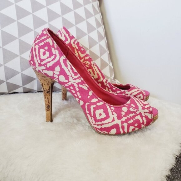 Christian Siriano Kate Canvas Cork Platform Barbie Aztec Beach Holiday Heels 6.5 - Picture 2 of 6